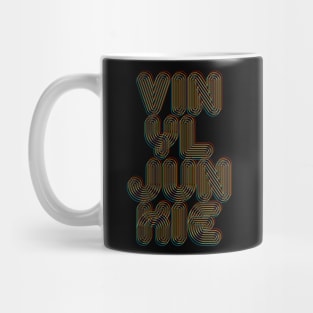 Vinyl Junkie 70s Retro Style 3D Rainbow Outline Design Mug